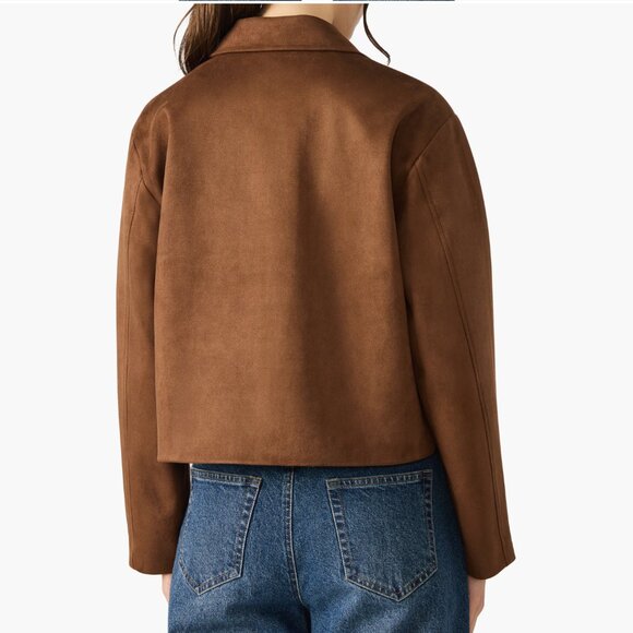 NWT Steve Madden Faux Suede Trucker Jacket Color: Shaved Chocolate - Picture 4 of 11